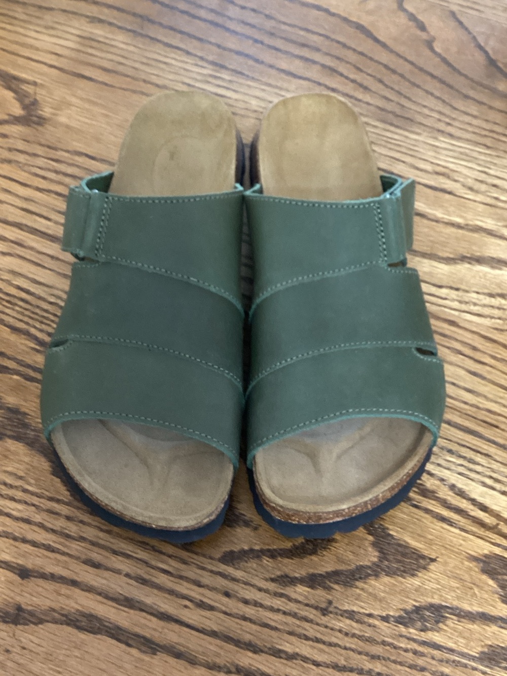 Women’s Olive Green Double-Strap Slide Sandals with Cushioned Footbed